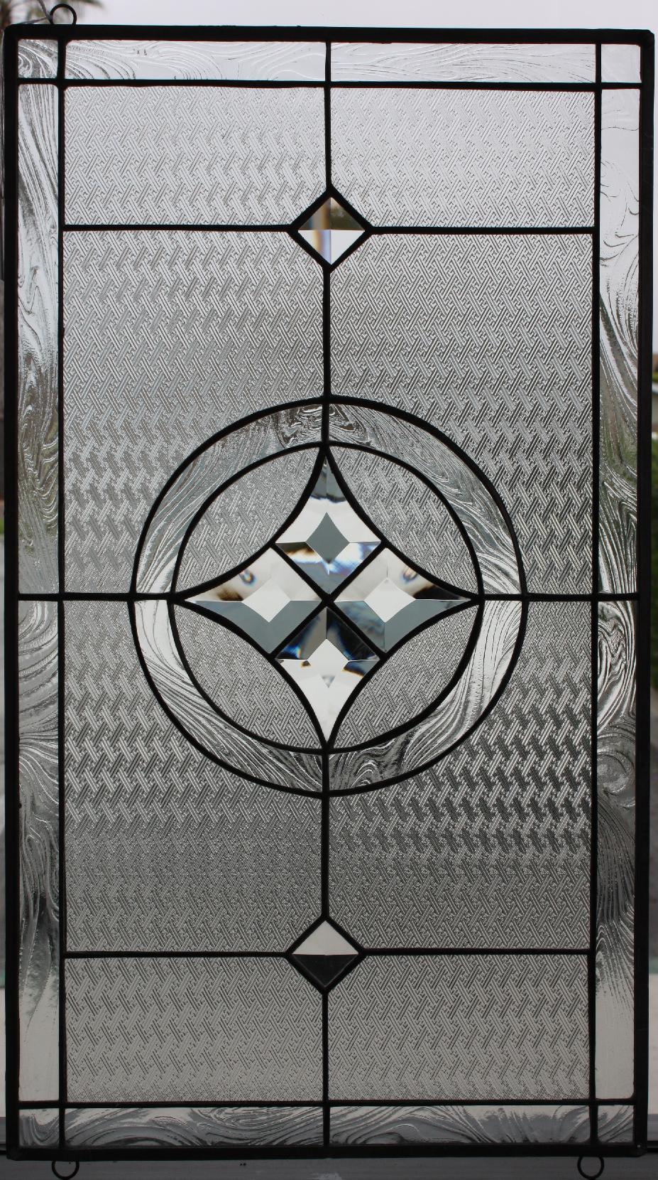 “La Habra” Clear Crystal Beveled Leaded Stained Glass Panel (Also