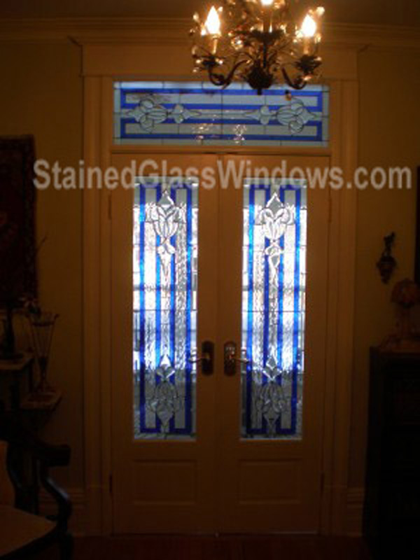 Matching beveled & stained glass door inserts and windows