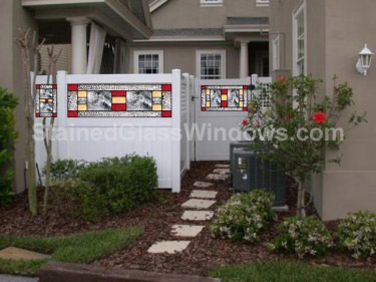 Triple Paned Stained Glass Fence Inserts