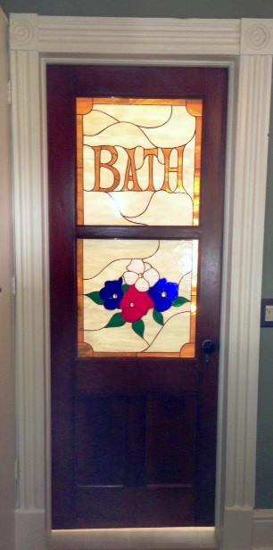 Stained glass bathroom Door - StainedGlassWindows.com
