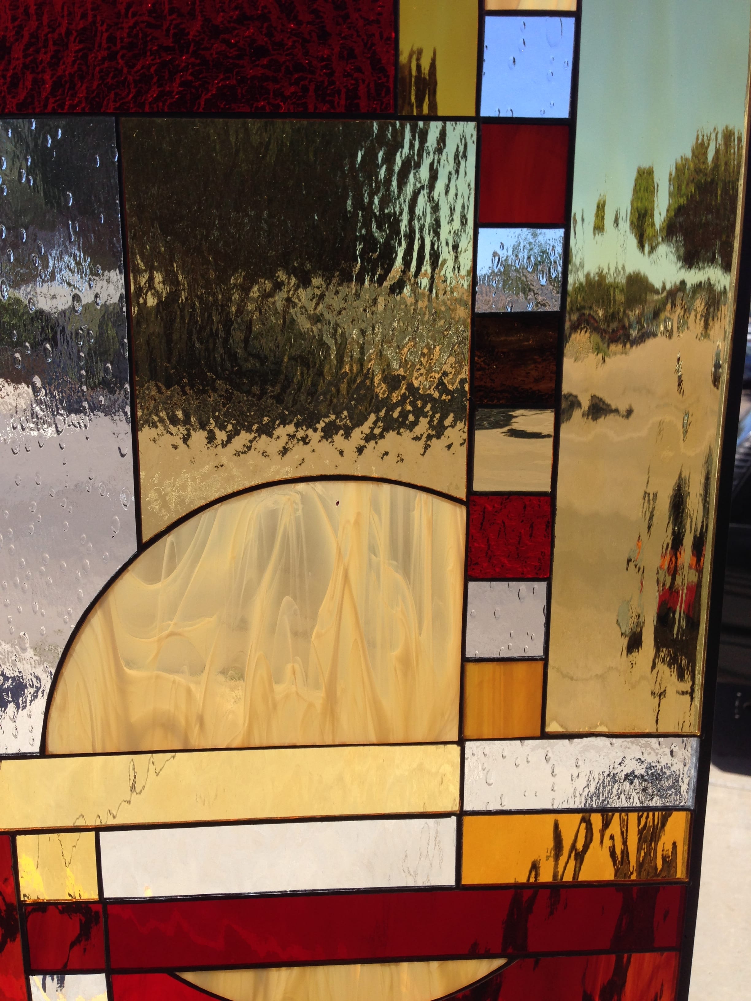 The "Oceanside " Beautiful Mission Style Leaded Stained Glass Window