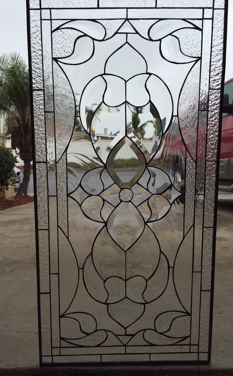 “Novato” All Clear Beveled and Textured Leaded Stained Window Glass