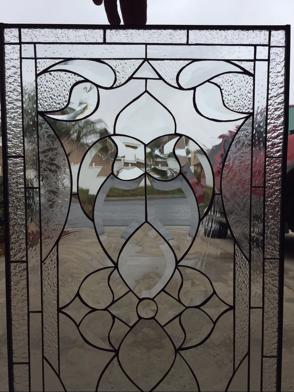 “Novato” All Clear Beveled and Textured Leaded Stained Window Glass