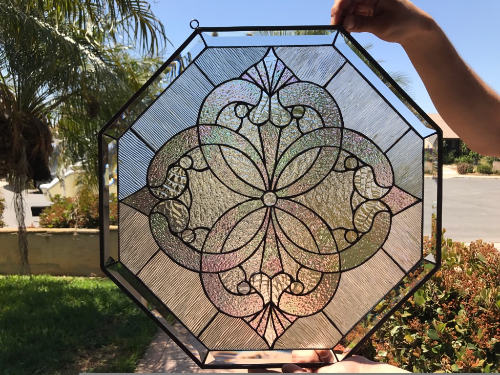 Octagon "Windsor" Beautiful Clear Textured Leaded Stained Glass Window