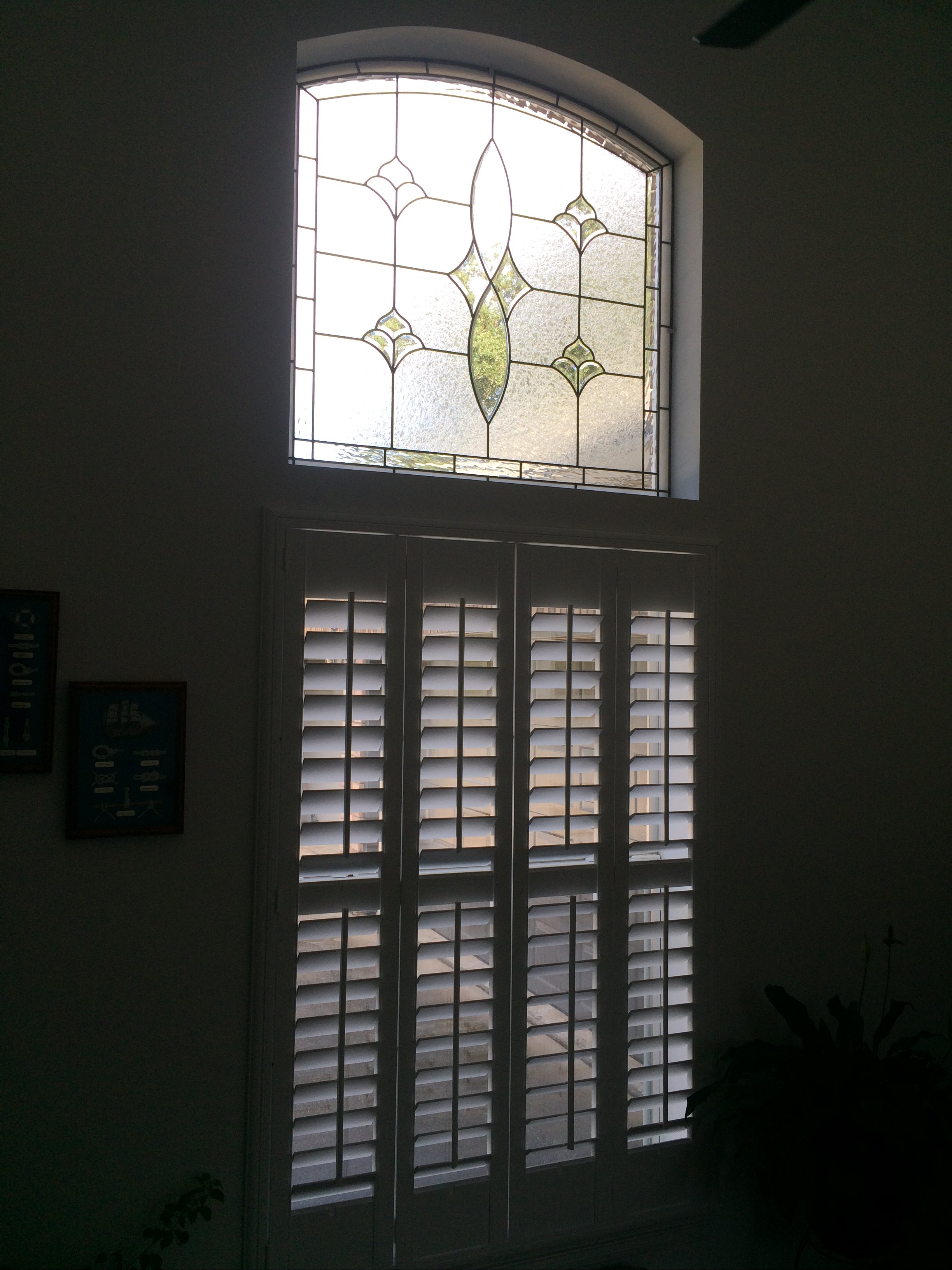 So easy! Arched Leaded Beveled Glass Window held In With Mirror Clips