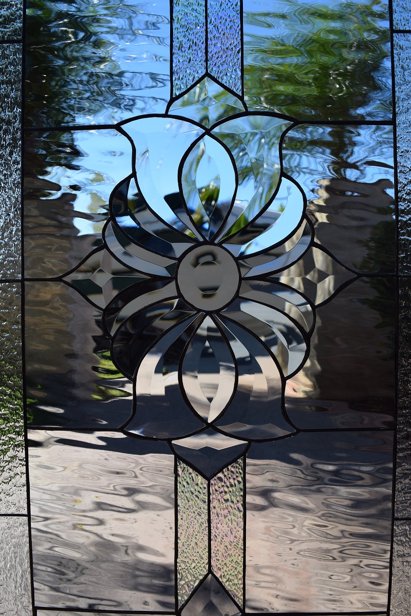 The " San Marcos" Clear Beveled Leaded Stained Window Glass Panel