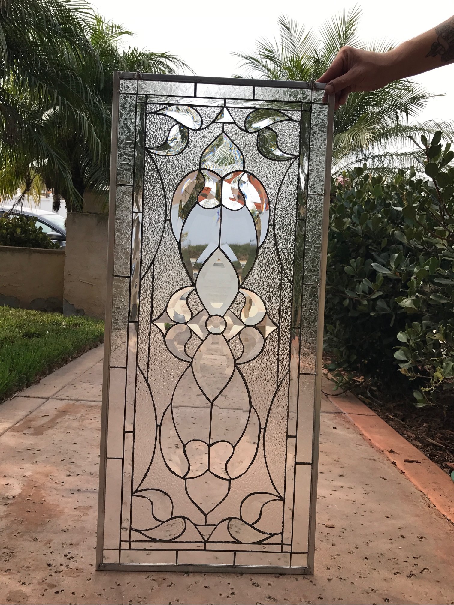 Stunning! The "Novato" All Clear Beveled and Textured Leaded Stained
