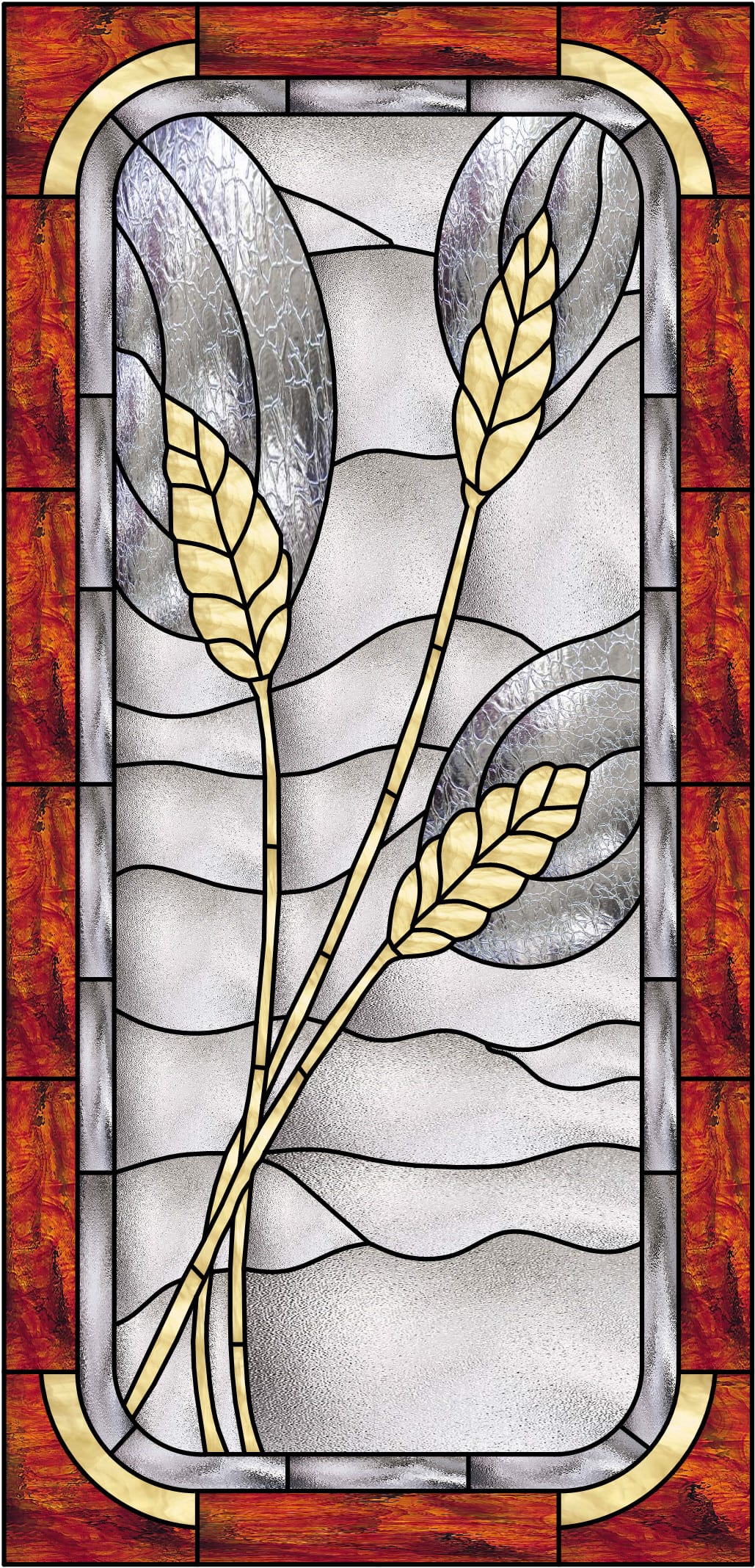 Stained Glass Wheat Window Panel (Also available insulated and pre