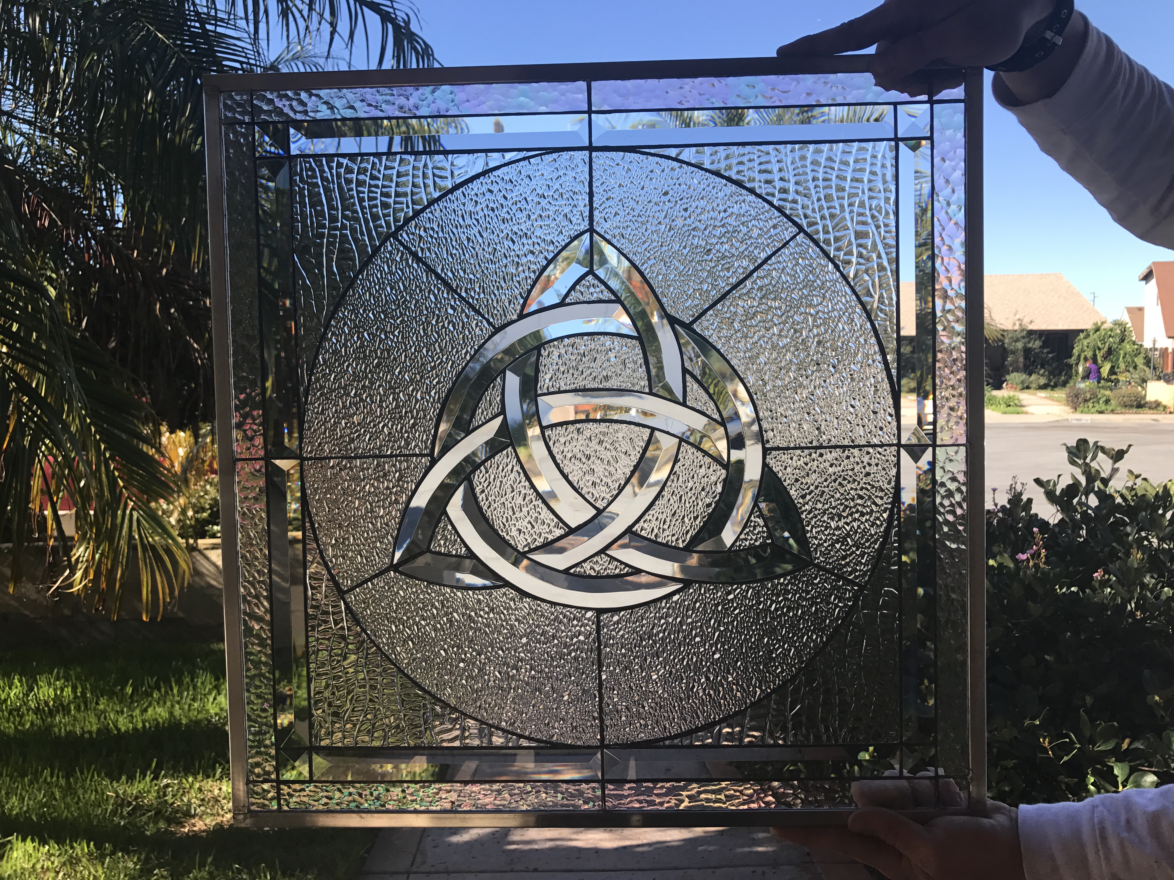 The "Beveled Limerick" All Clear Irish Celtic Knot Leaded Stained Glass