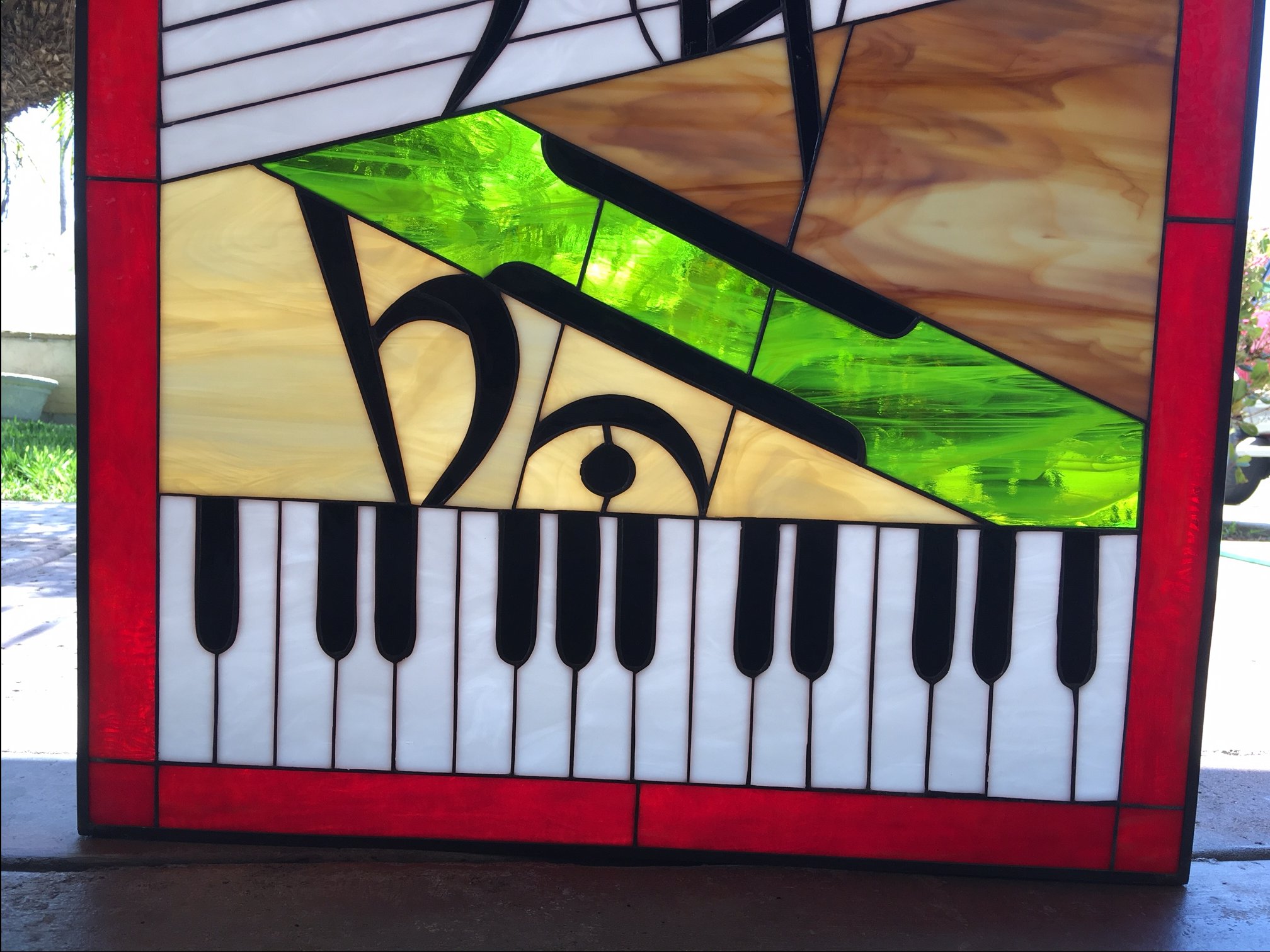 Triple paned (Insulated) Colorful & Unique Music/Piano Leaded Stained