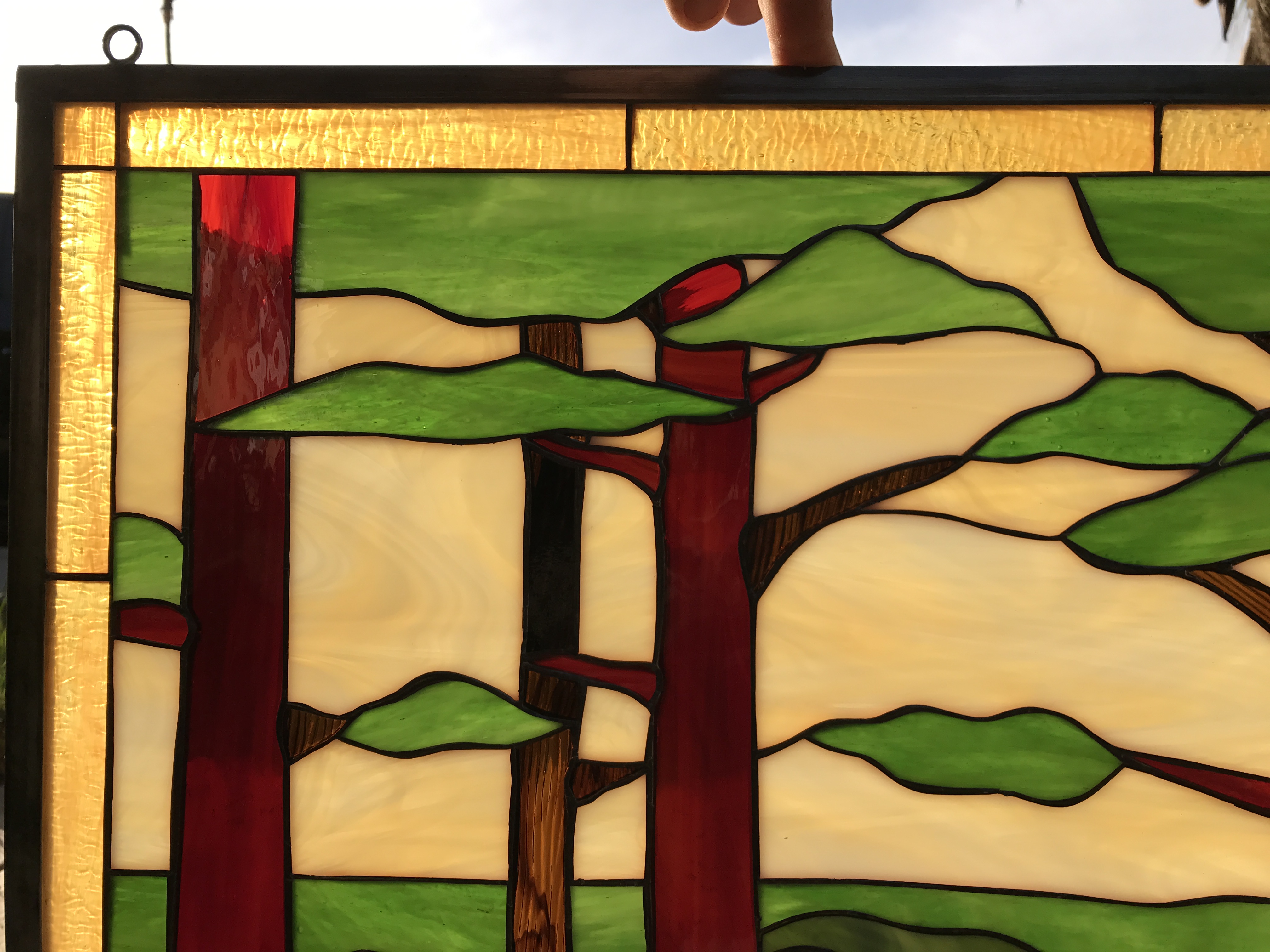 Deer/Buck In Forest Leaded Stained Glass Window Panel