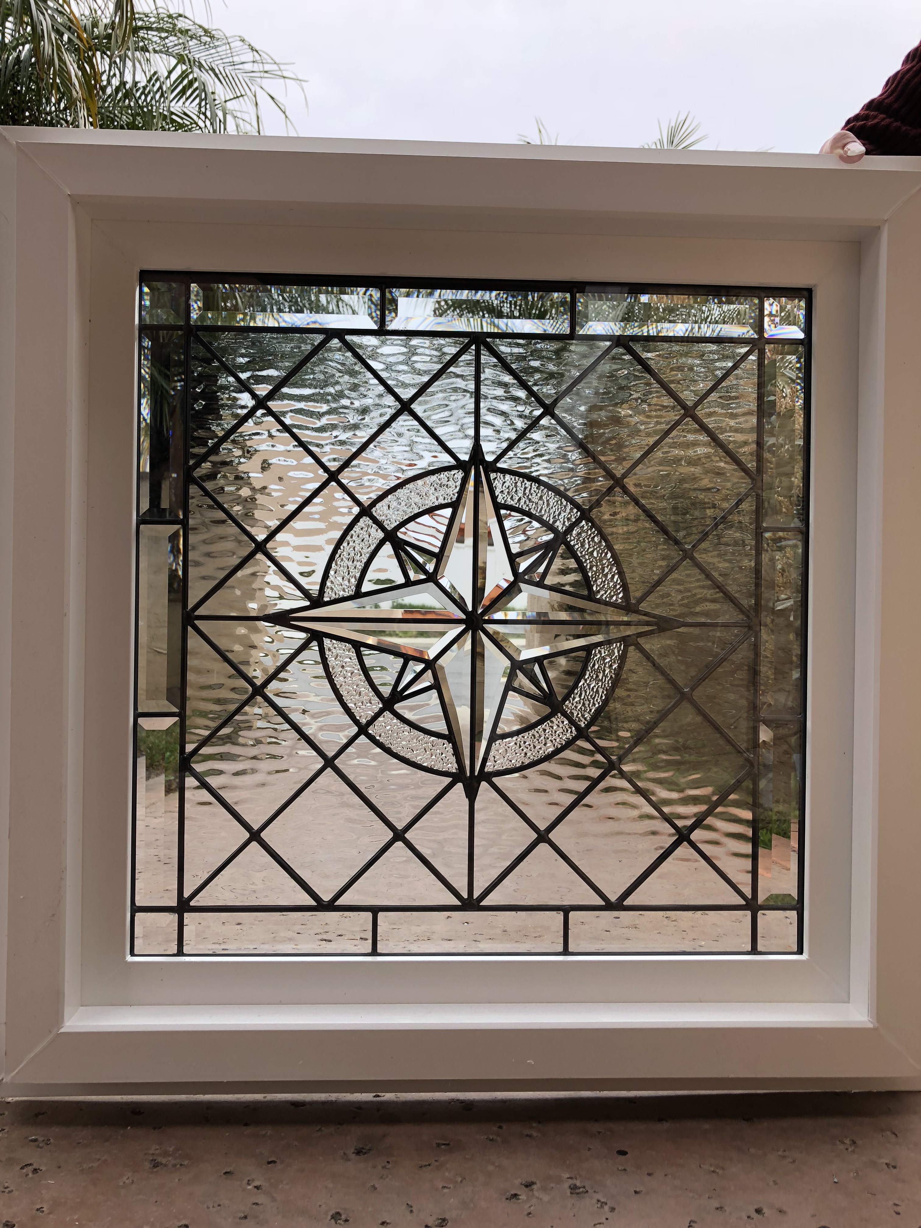 The Elegant Maywood Beveled Leaded Stained Glass Window Insulated In Tempered Glass And Framed