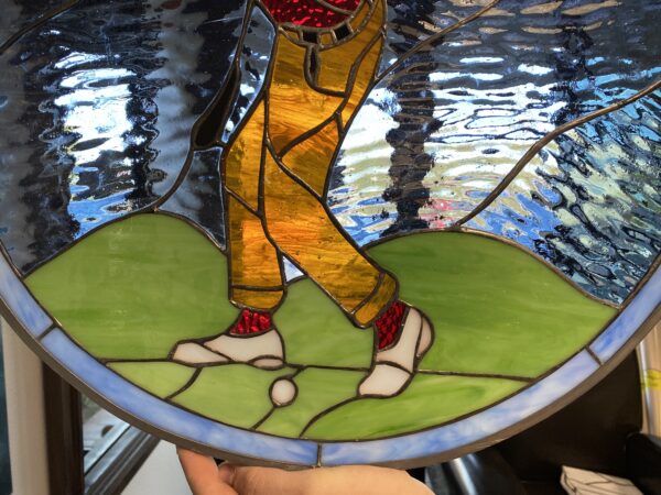 Driving It Home! Golf Leaded Stained Glass Window Panel
