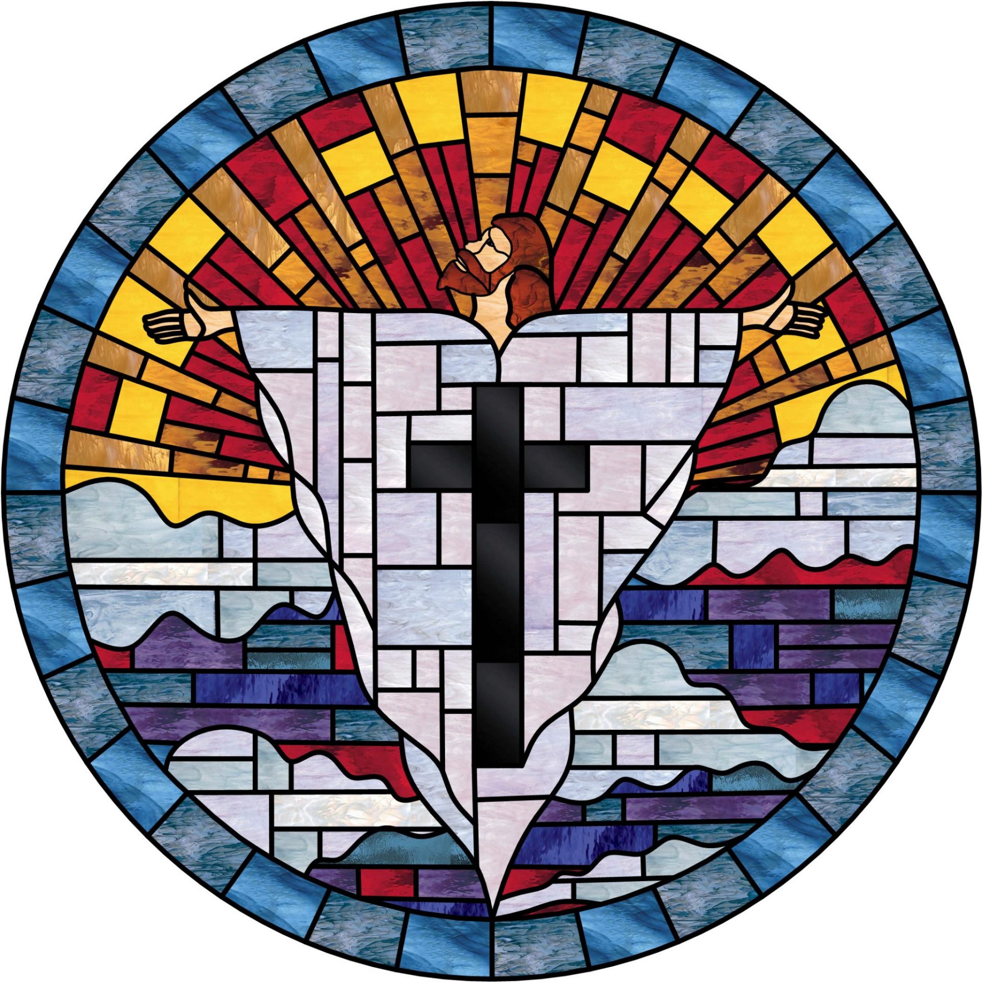 Mosaic of Christ Leaded Stained Glass Window Panel