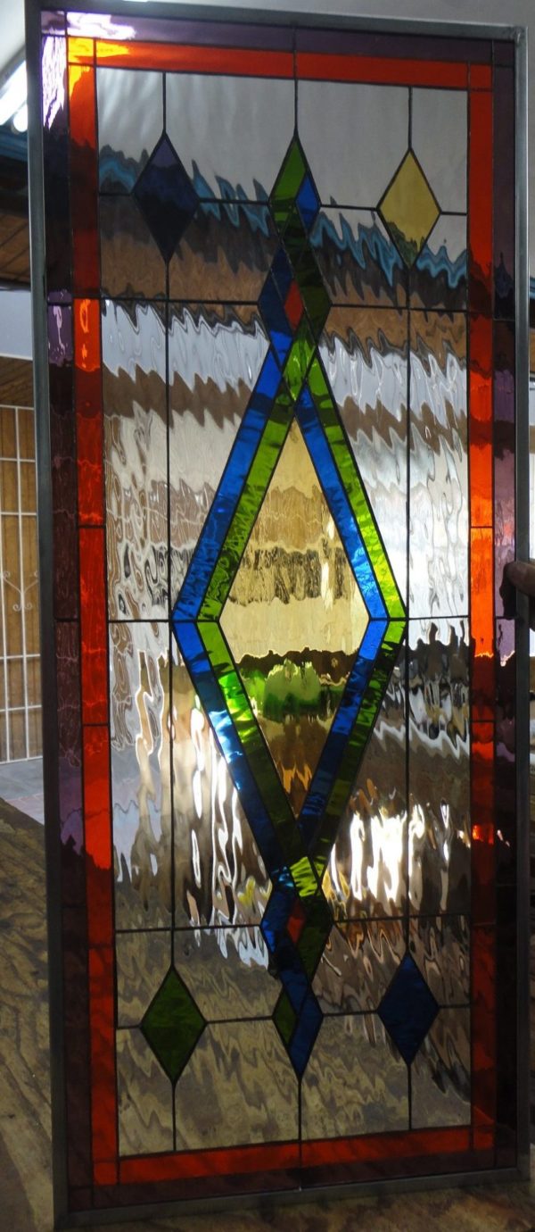 The "Lafayette" Diamond Geometric Leaded Stained Glass Window Panel