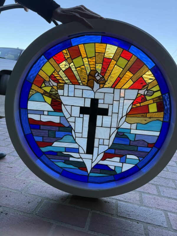 Mosaic of Jesus Christ Leaded Stained Glass Window Panel