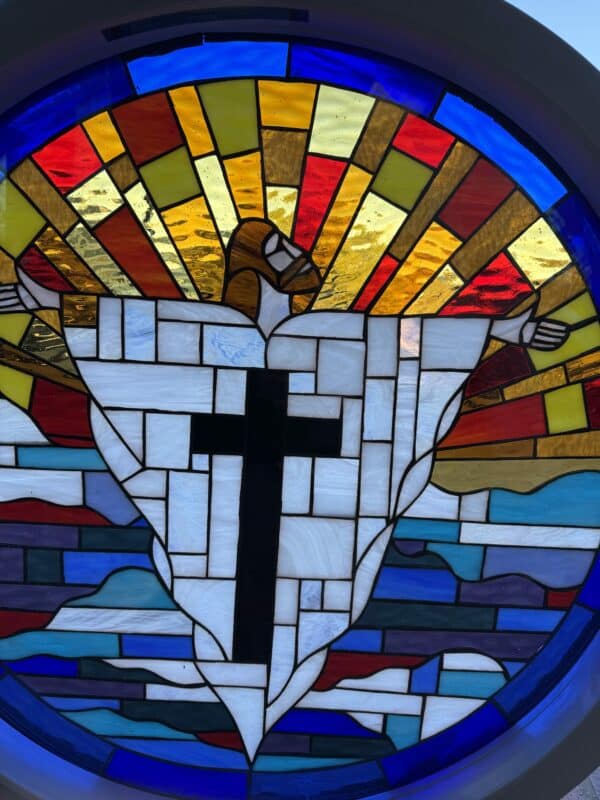 Mosaic of Jesus Christ Leaded Stained Glass Window Panel
