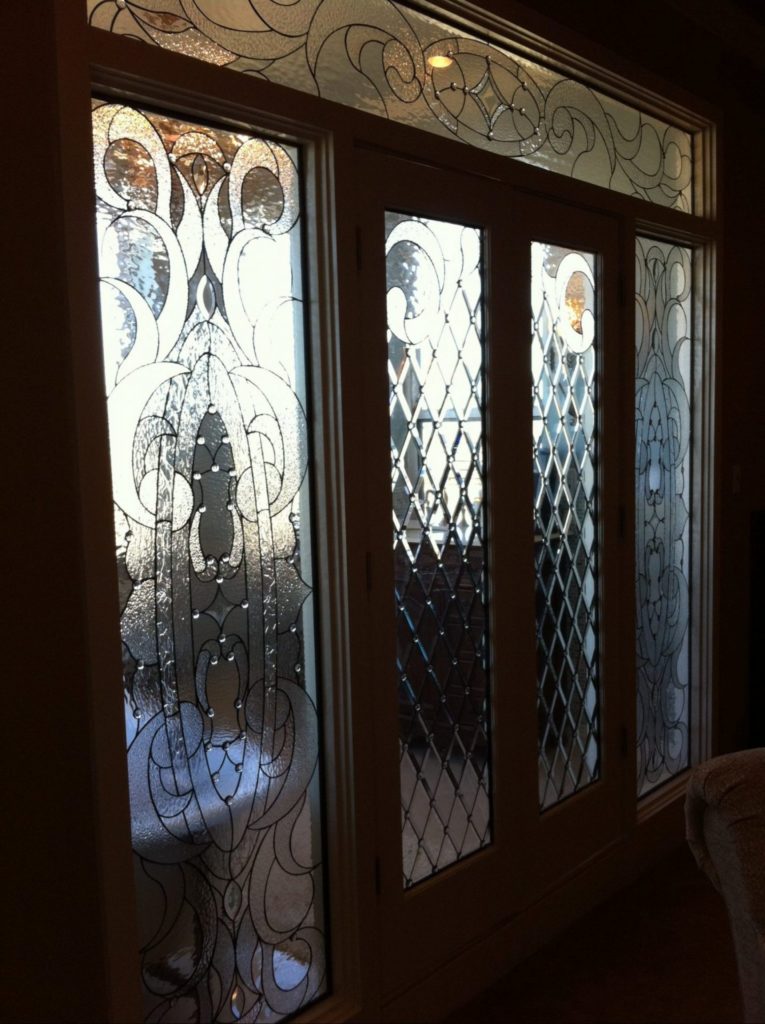Stained Glass Door And Interior Transom Beveled Diamond Inserts