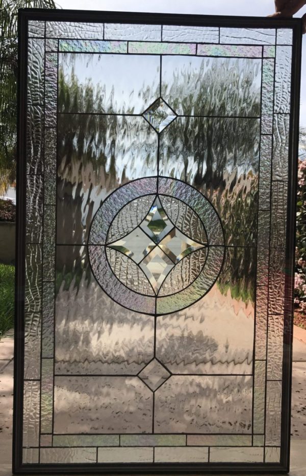 The "La Habra" Clear Crystal Beveled Leaded Stained Glass Panel