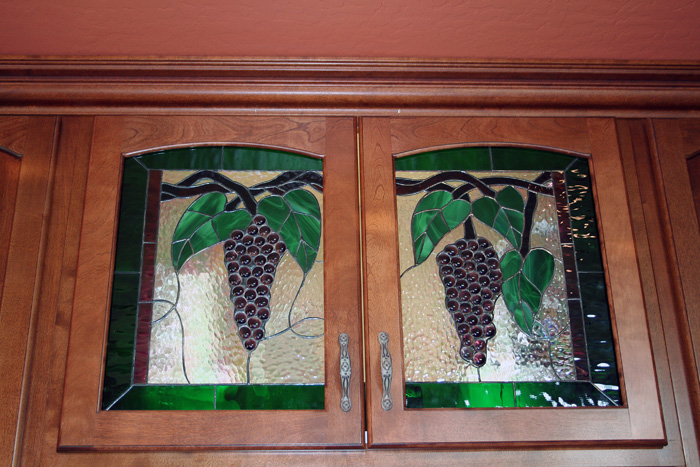 Nice stained glass grape kitchen cabinet inserts