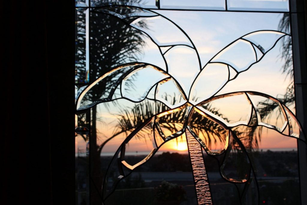 Triple Paned Beveled Glass Sliding Glass Door Insert