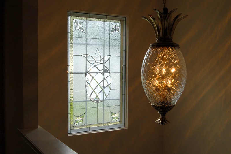 Large All Clear Textured & Beveled Pineapple Beveled Window