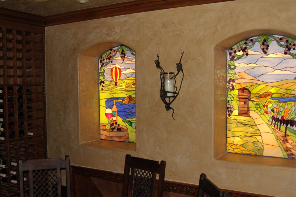 Napa Valley Vineyard Stained Glass Windows Installed In An Italian Restaurant