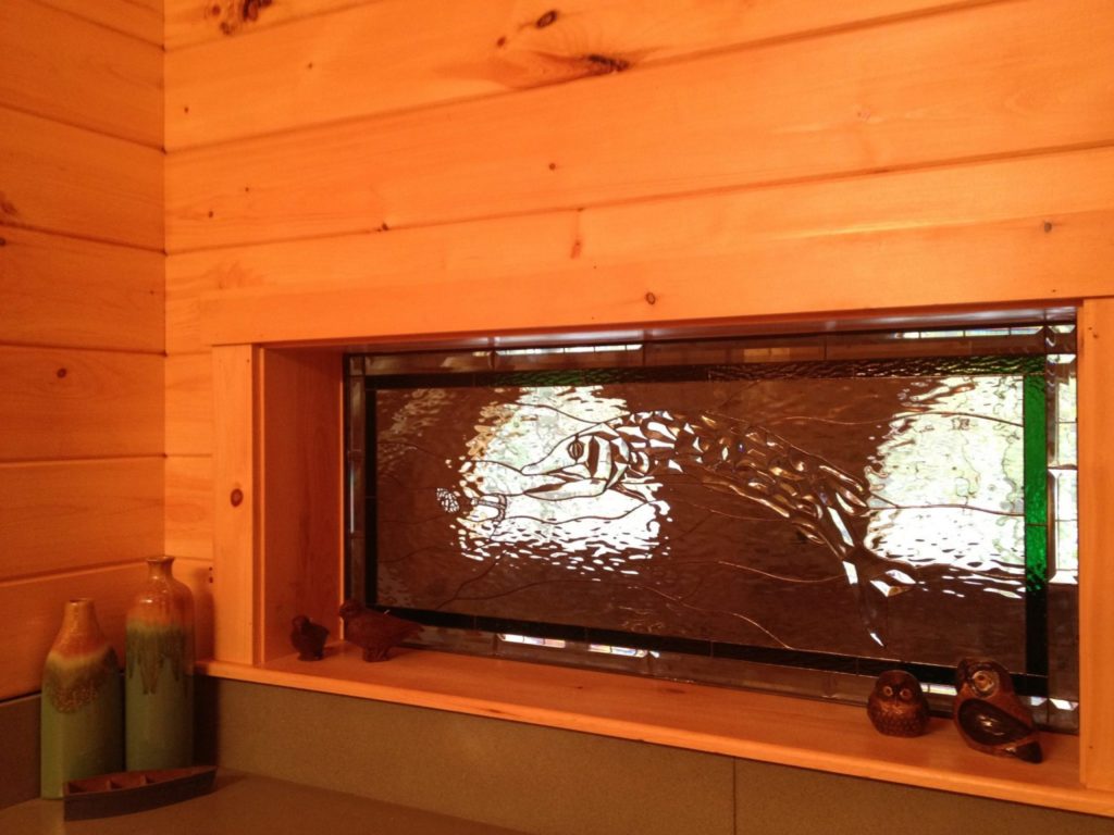 Custom Beveled Stained Glass Fish Window Insert Partition