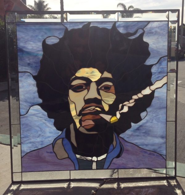 Killer! Jimi Hendrix Leaded Stained Glass Window Panel