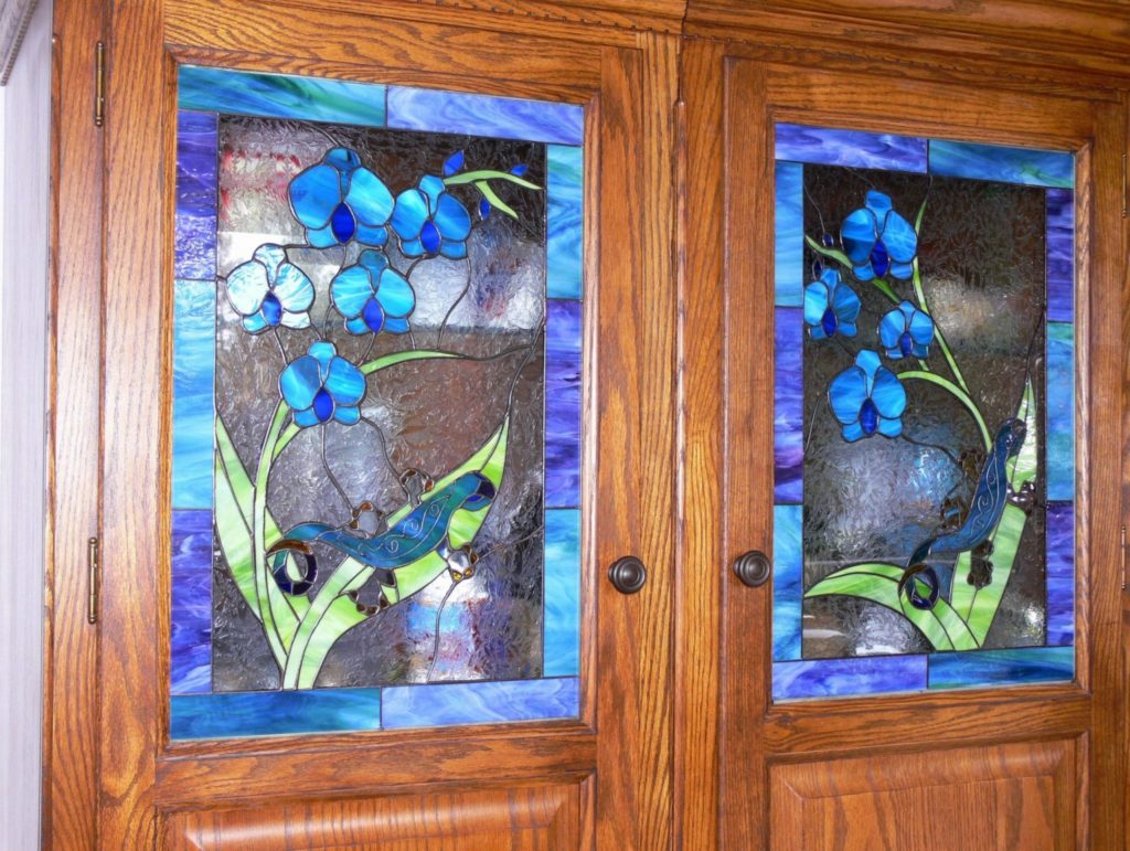Gecko & Flower Blossoms Cabinet Inserts