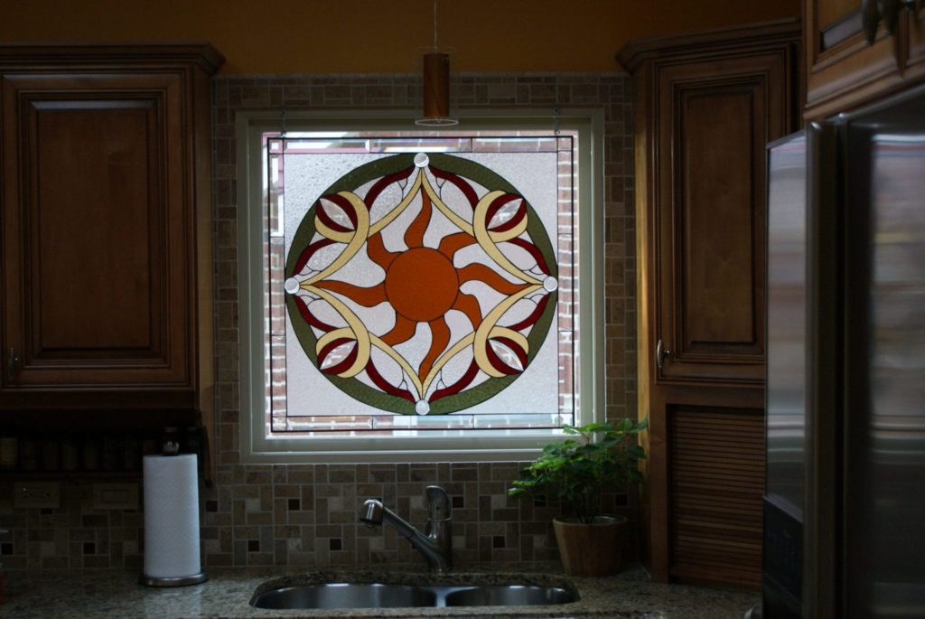 Sunburst Stained Glass Kitchen Window