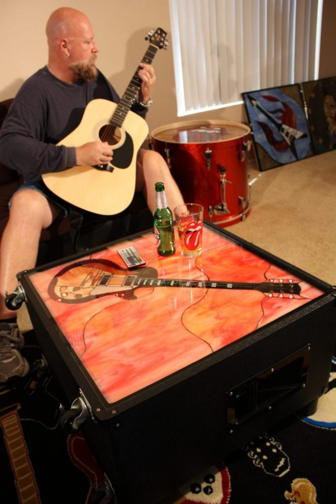 Triple Pane Illuminated Stained Glass Fully Functional Speaker Cabinets | Tables