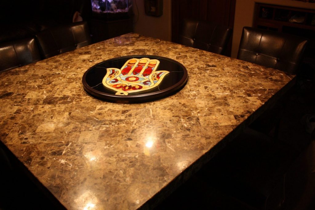 Custom Designed Hamsa Symbol Tempered Triple Pane Lazy Susan