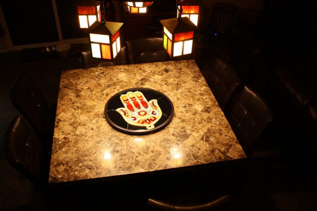 Custom Designed Hamsa Symbol Tempered Triple Pane Lazy Susan