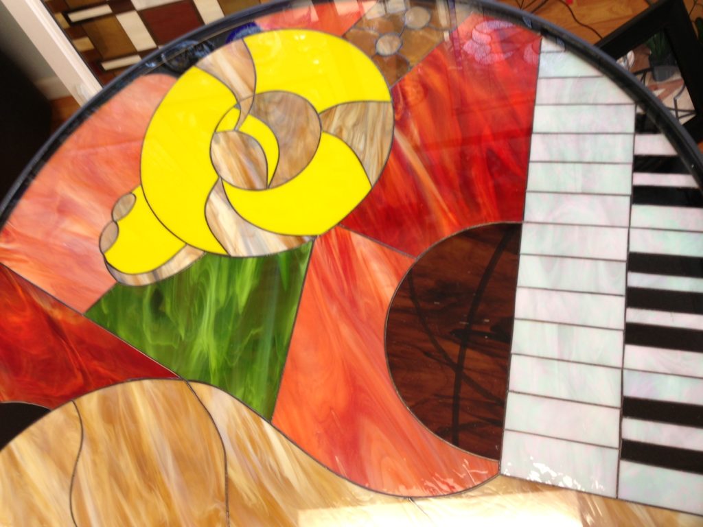 Tempered Triple Pane (Insulated) Stained Glass Music Themed Table