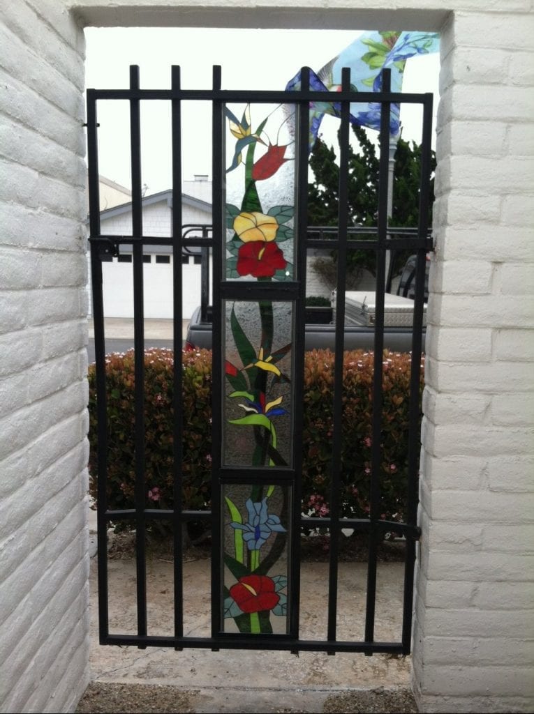 stained glass Hummingbird and Flowers fence inserts