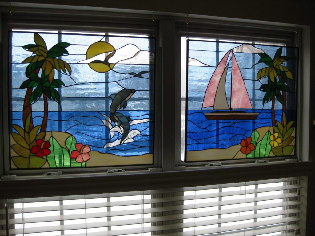 Dolphin & Sailboat Stained Glass