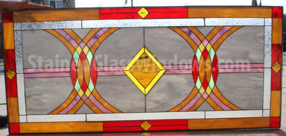 The "Murrieta" Beautiful Geometric Leaded Stained Glass Window Panel