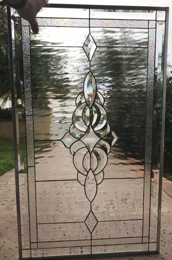 The "Oakley" Classic Beveled Clear Glass Cluster with Leaded Waterglass Background