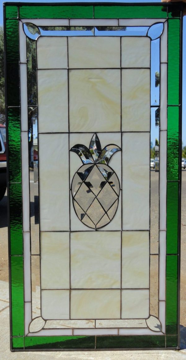 Classic Pineapple Leaded Stained Glass Window Panel