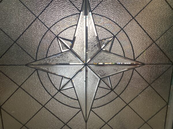 So Beautiful! The All Clear “Beveled Maywood” Compass Leaded Stained Glass Window