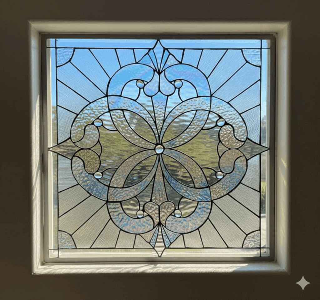The "Windsor" Beautiful Clear Textured Leaded Stained Glass Window Panel