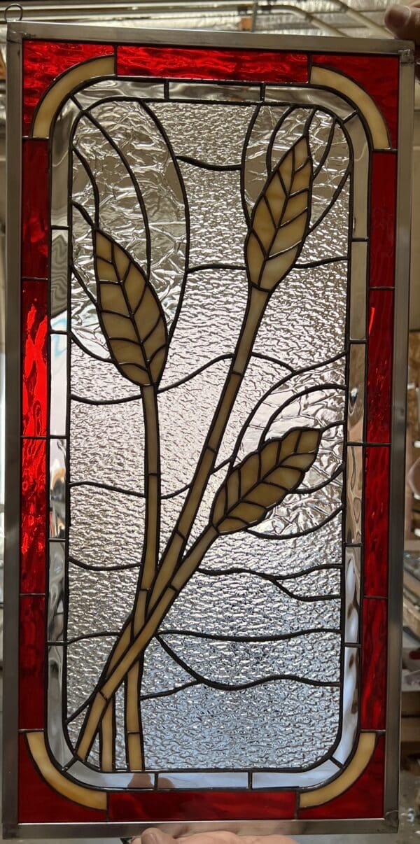 Stained Glass Wheat Plant Window Panel