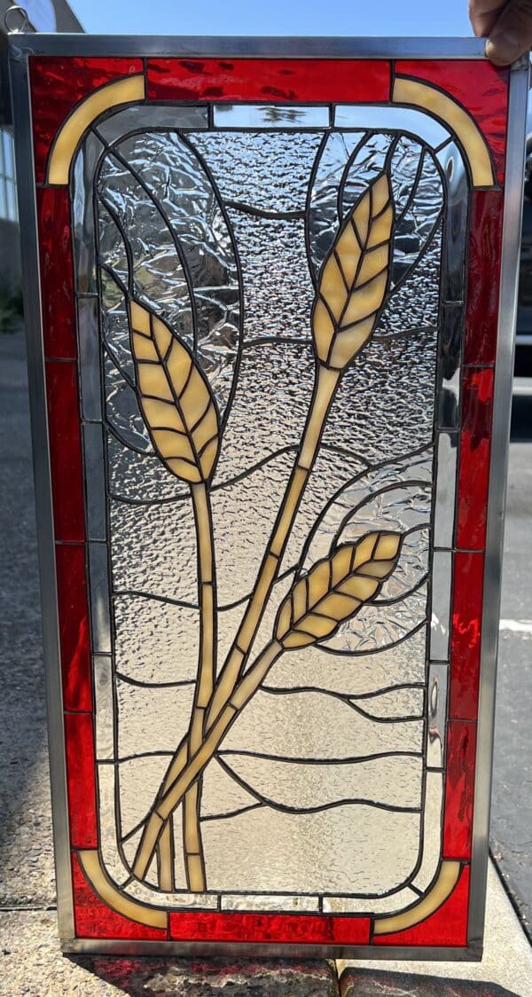Stained Glass Wheat Plant Window Panel