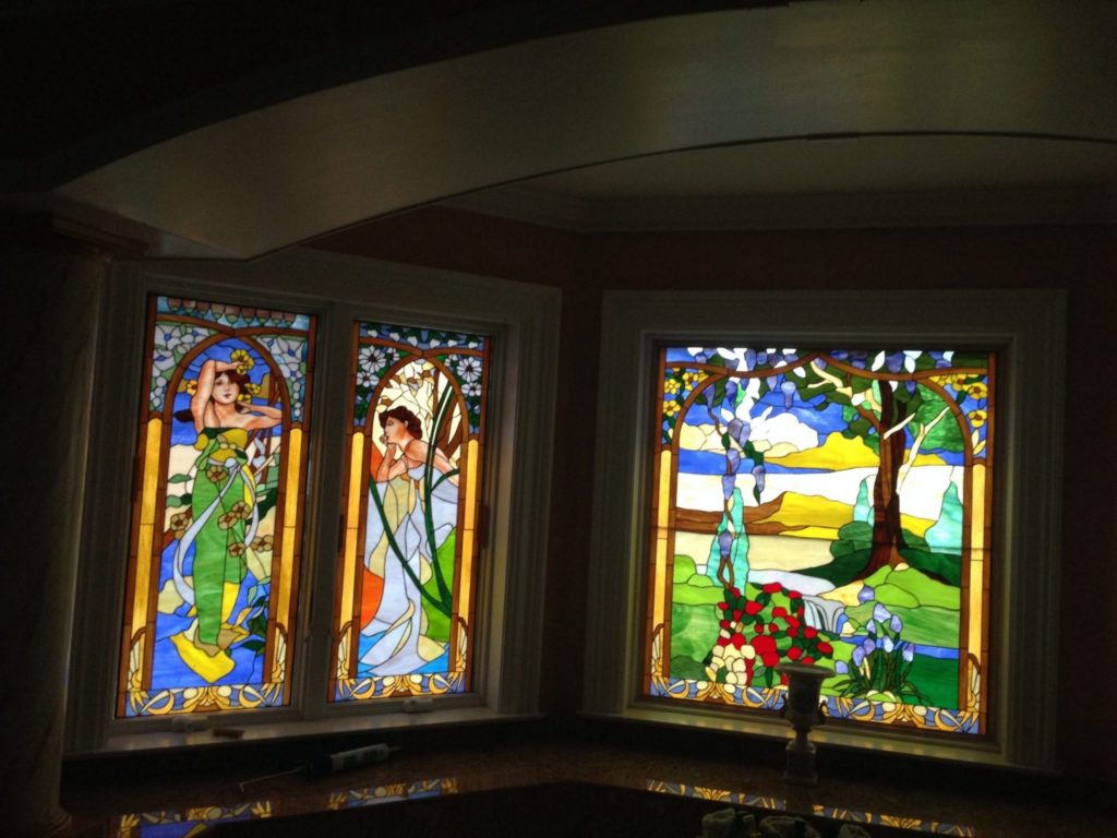 Hand Painting Features On Stained Glass!