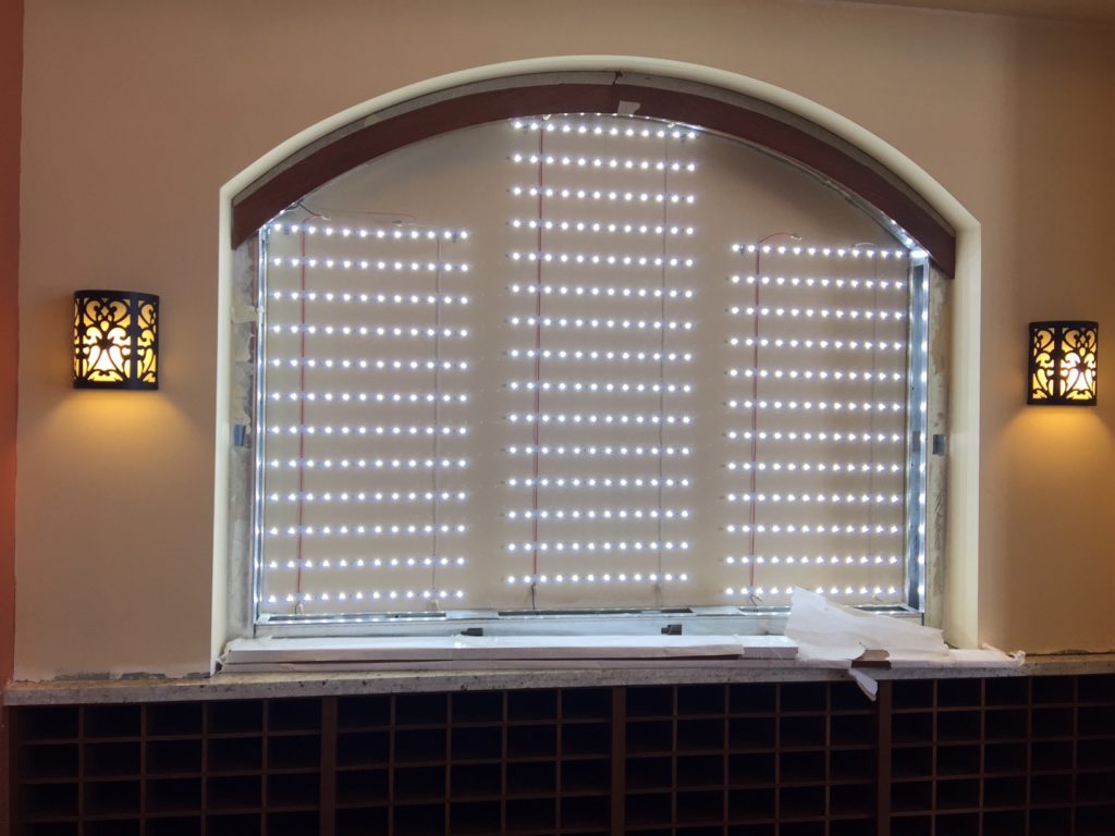 St. Paul's Senior Living Facility (Chula Vista, CA), LED Backlit Illuminated Stained Glass Panel Sealed in impact Resistant Glass
