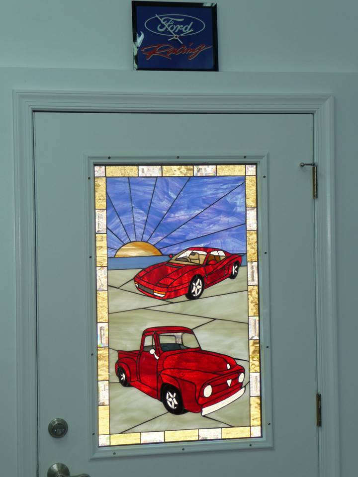 Wow!! Classic Car Transom Window & Door Insert Made For A Car Collectors Home