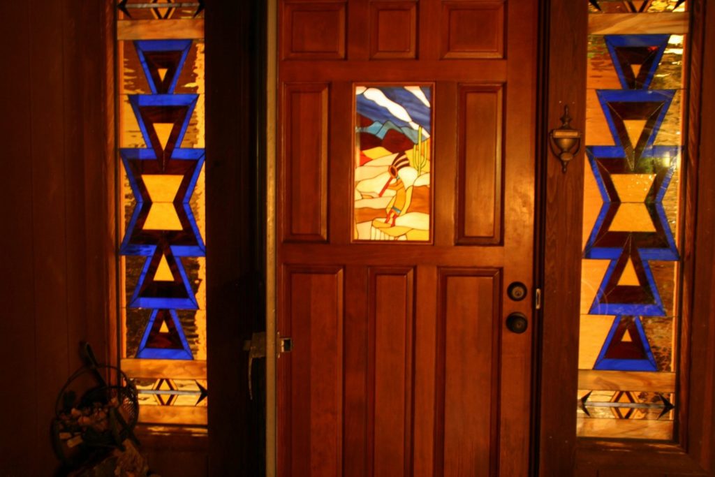Very Warm Southwestern Stained Glass Sidelites and Door Panel Inserts