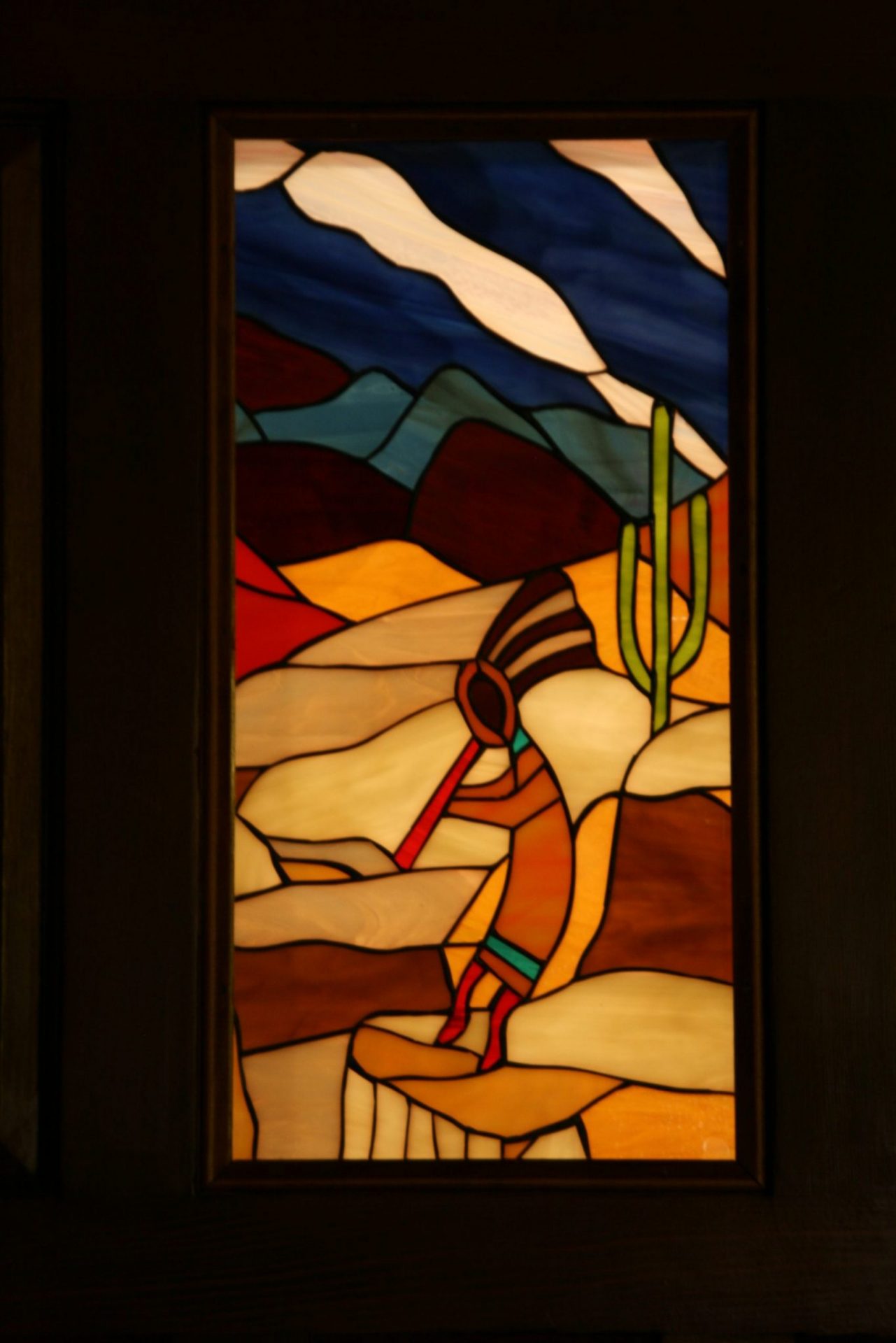 Southwestern Stained Glass Sidelites and Door Panel Inserts