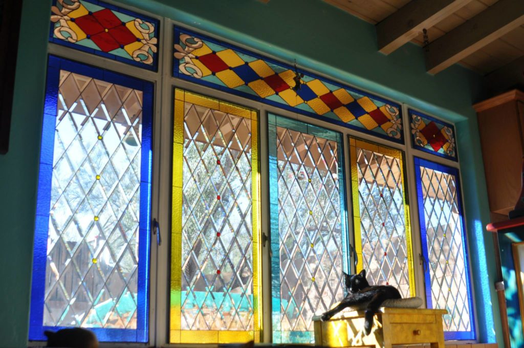 Wow!!! Colorful Victorian Transom & Clear Beveled Diamond Window Panels